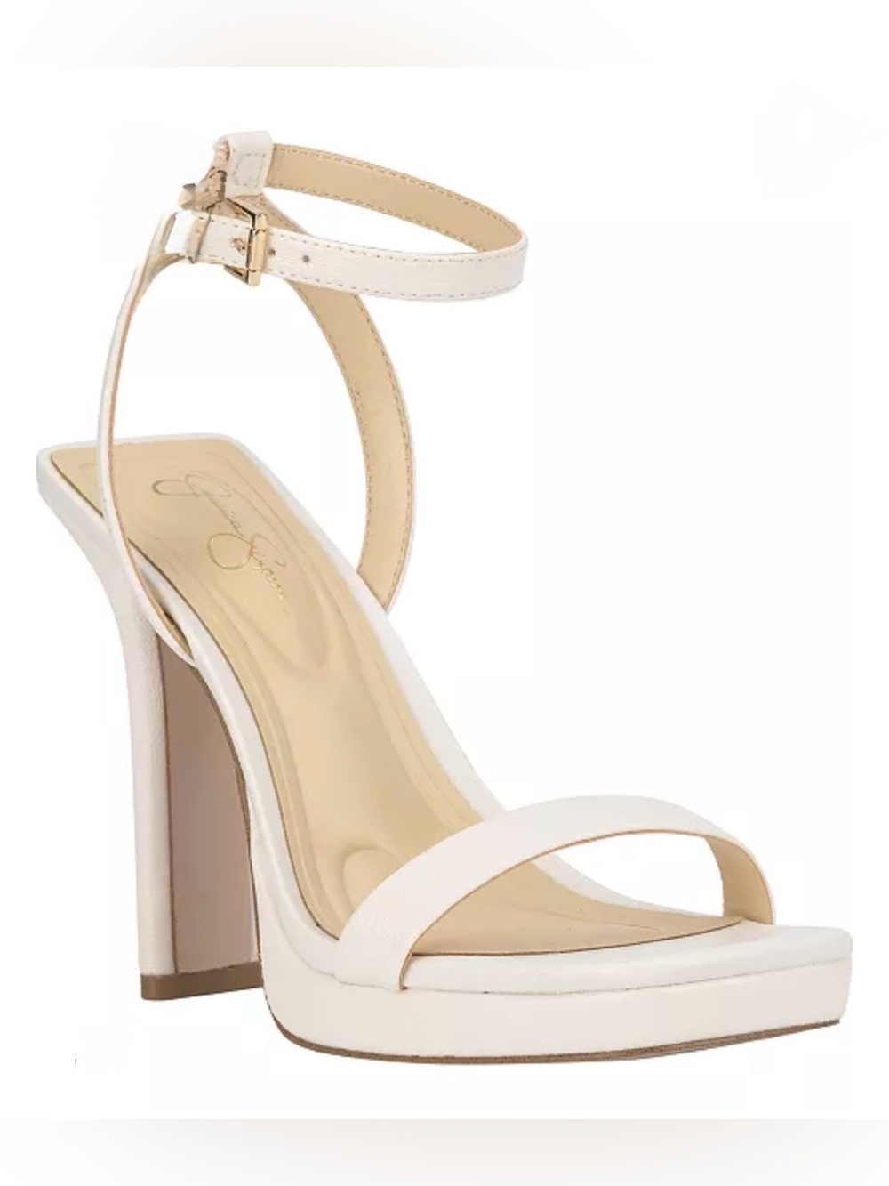 Jessica Simpson Women White Ankle-Strap Platform